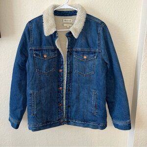 Madewell Oversized Denim Sherpa Lined Jacket Size Medium